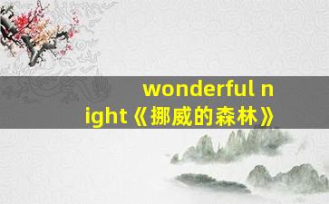 wonderful night《挪威的森林》